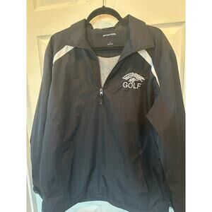 Sport-Tek JST60 Colorblock Raglan Windbreaker Jacket - Black/White - Mens Large